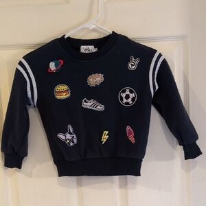 Lola + The Boys Kids Black Graphic Sweatshirt Girls Size 4 GUC